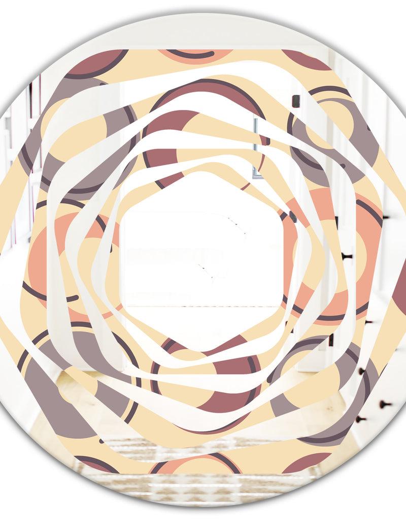 DesignQ Retro Geometric Pattern - Modern Round Or Oval Wall Mirror - Whirl