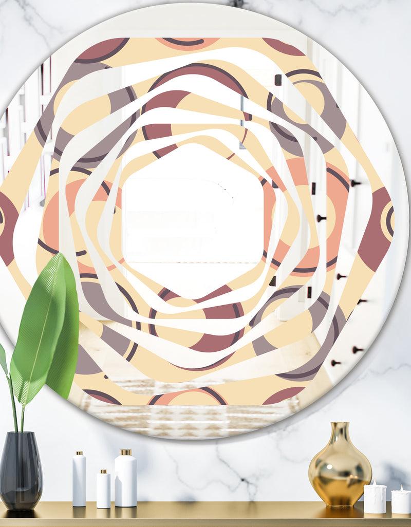 DesignQ Retro Geometric Pattern - Modern Round or Oval Wall Mirror - Whirl