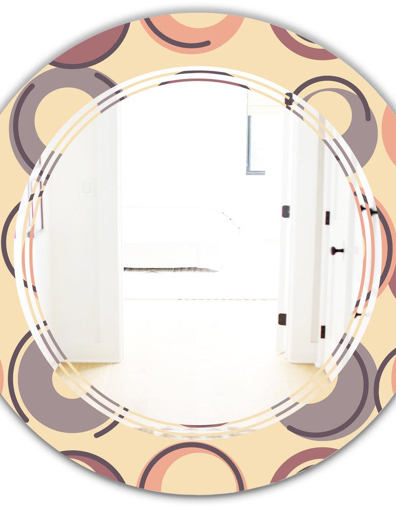 DesignQ Retro Geometric Pattern - Modern Round Or Oval Wall Mirror - Triple C