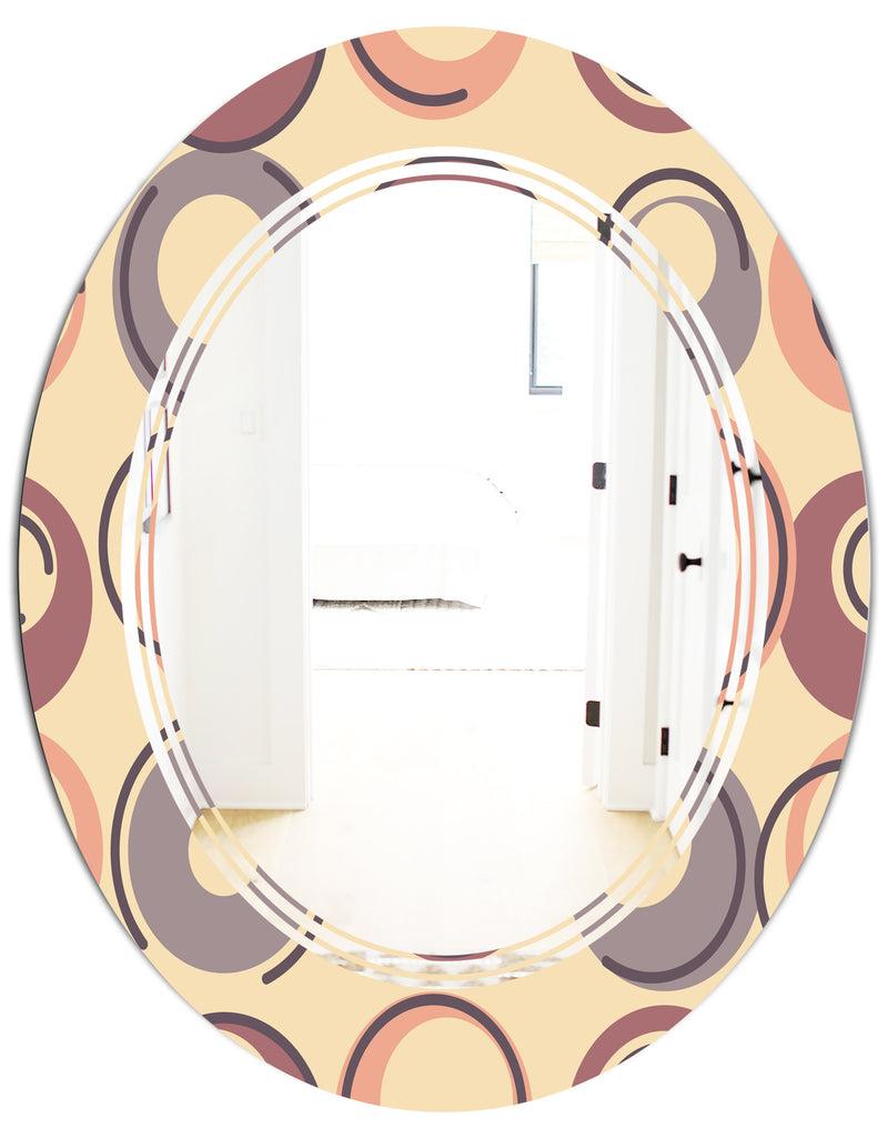 DesignQ Retro Geometric Pattern - Modern Round Or Oval Wall Mirror - Triple C