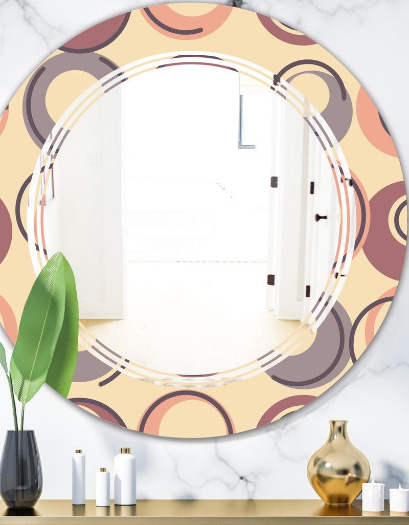 DesignQ Retro Geometric Pattern - Modern Round or Oval Wall Mirror - Triple C