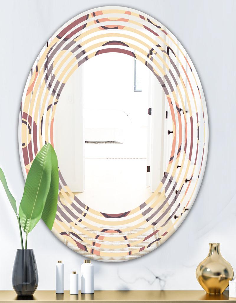 DesignQ Retro Geometric Pattern - Modern Round Or Oval Wall Mirror - Wave