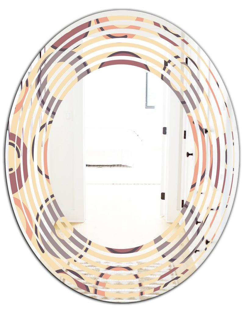 DesignQ Retro Geometric Pattern - Modern Round Or Oval Wall Mirror - Wave