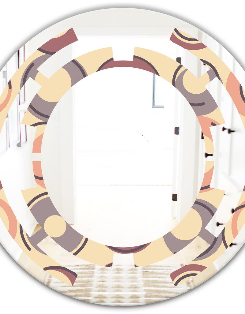 DesignQ Retro Geometric Pattern - Modern Round Or Oval Wall Mirror - Space