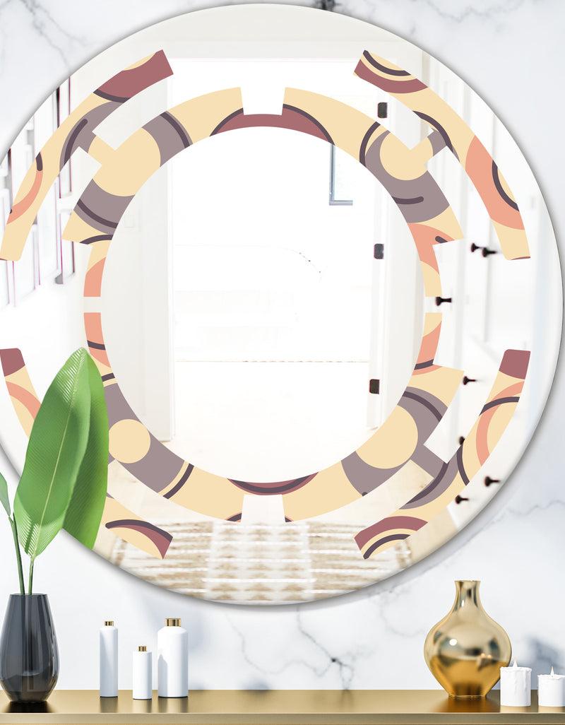 DesignQ Retro Geometric Pattern - Modern Round or Oval Wall Mirror - Space
