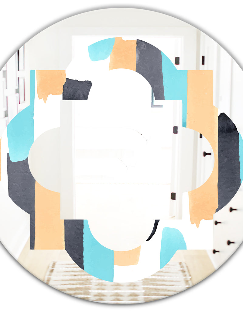 DesignQ Retro Geometrical Abstract I - Modern Round Or Oval Wall Mirror - Quatrefoil