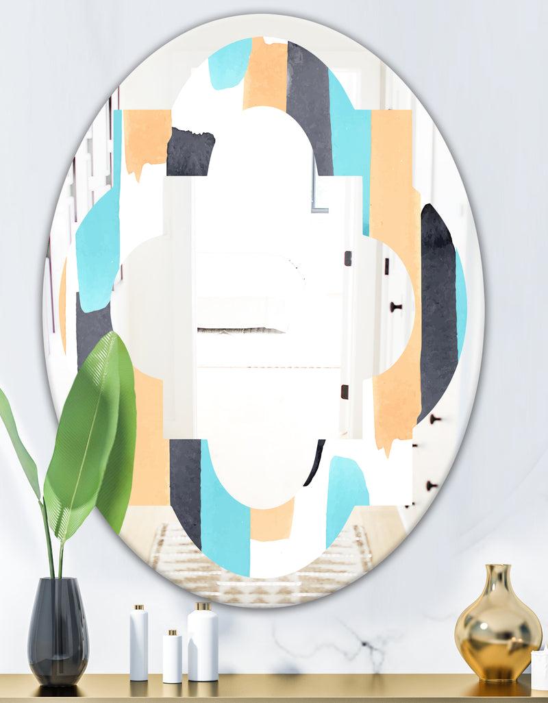 DesignQ Retro Geometrical Abstract I - Modern Round Or Oval Wall Mirror - Quatrefoil