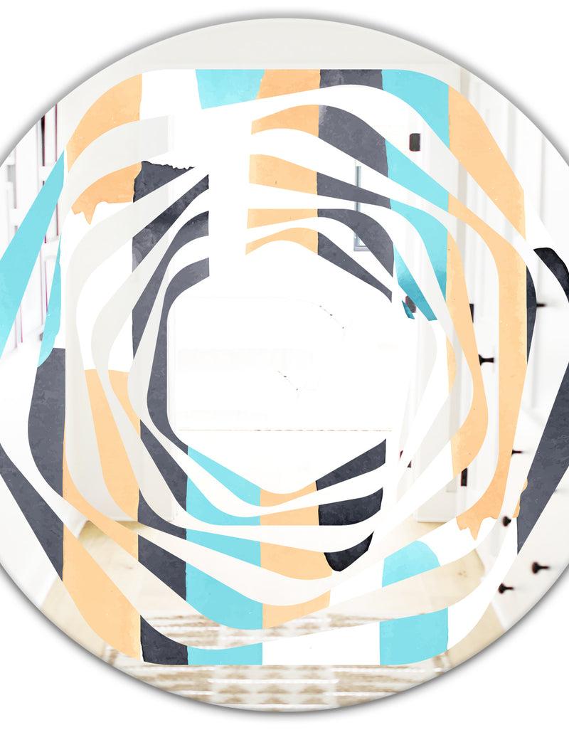 DesignQ Retro Geometrical Abstract I - Modern Round Or Oval Wall Mirror - Whirl