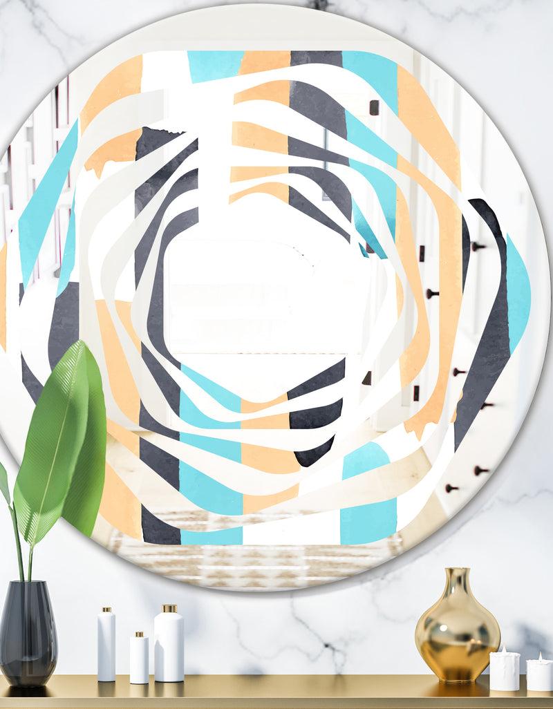 DesignQ Retro Geometrical Abstract I - Modern Round or Oval Wall Mirror - Whirl
