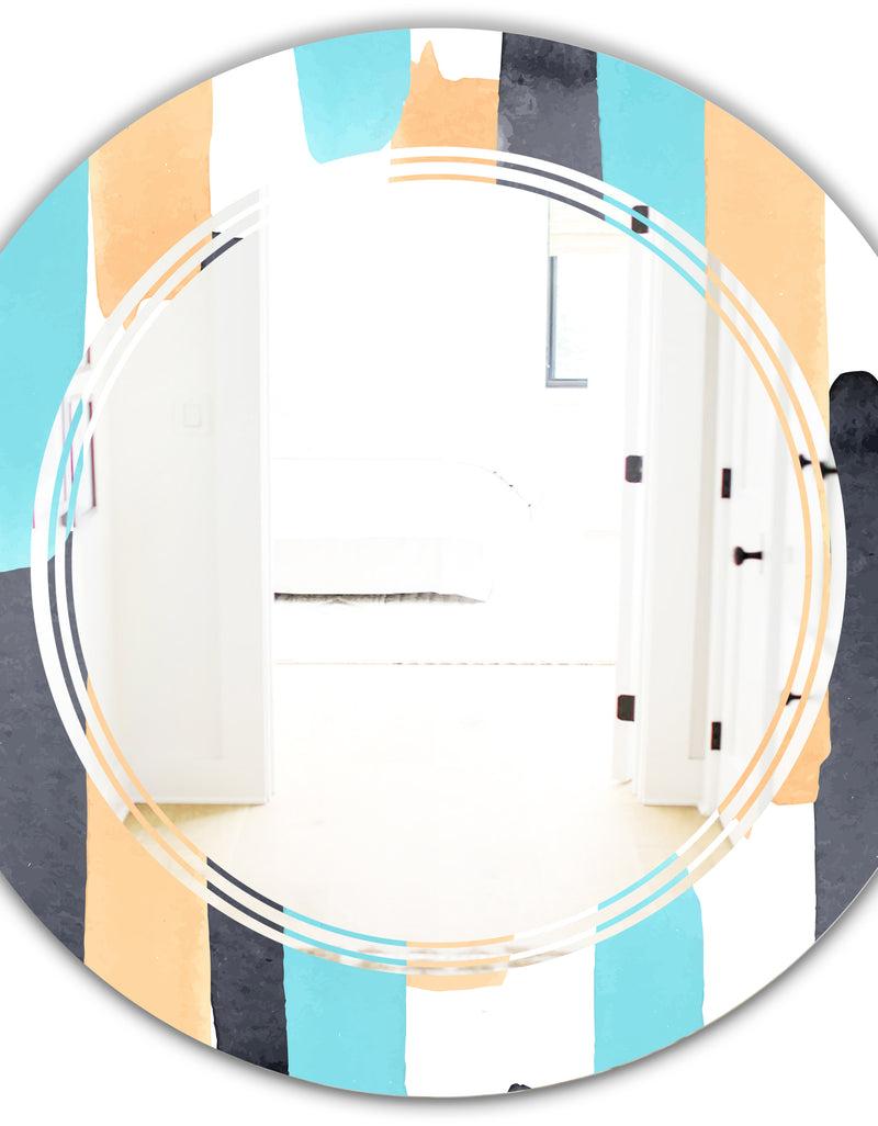 DesignQ Retro Geometrical Abstract I - Modern Round Or Oval Wall Mirror - Triple C