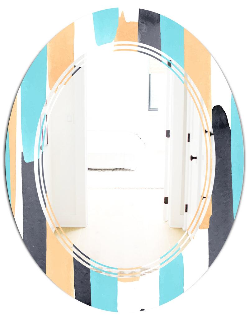 DesignQ Retro Geometrical Abstract I - Modern Round Or Oval Wall Mirror - Triple C