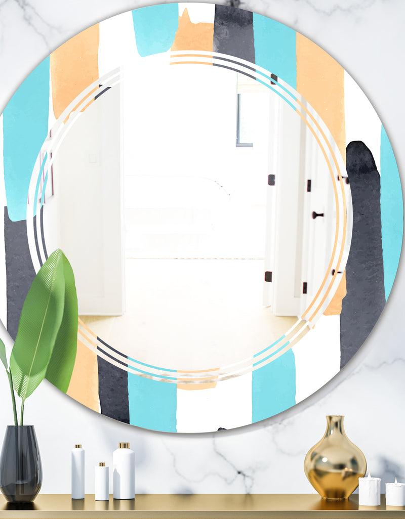 DesignQ Retro Geometrical Abstract I - Modern Round or Oval Wall Mirror - Triple C