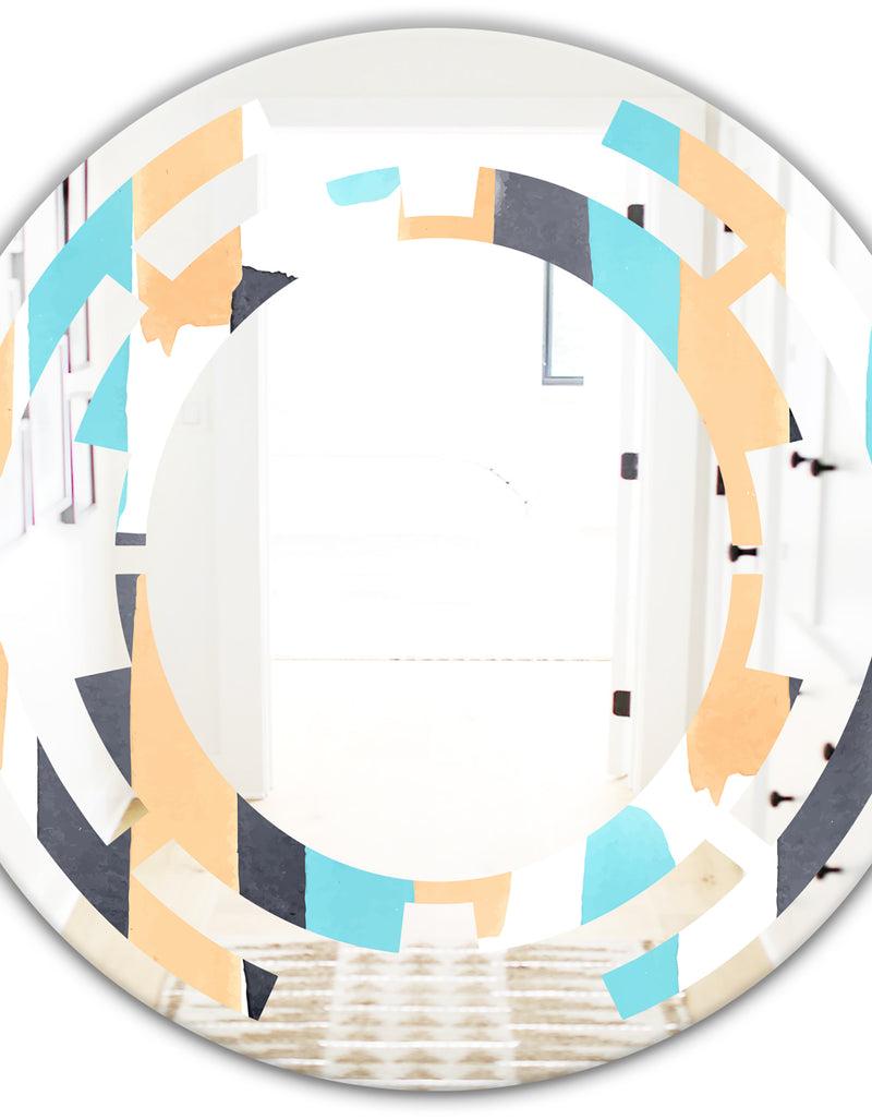DesignQ Retro Geometrical Abstract I - Modern Round Or Oval Wall Mirror - Space