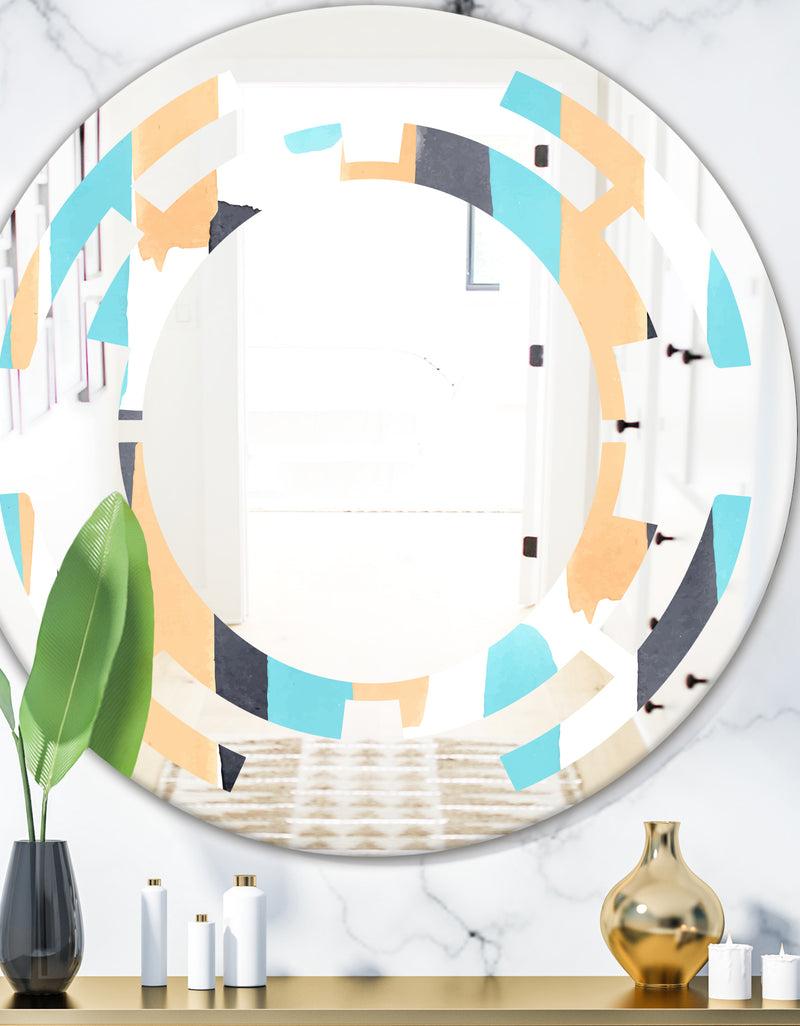 DesignQ Retro Geometrical Abstract I - Modern Round or Oval Wall Mirror - Space