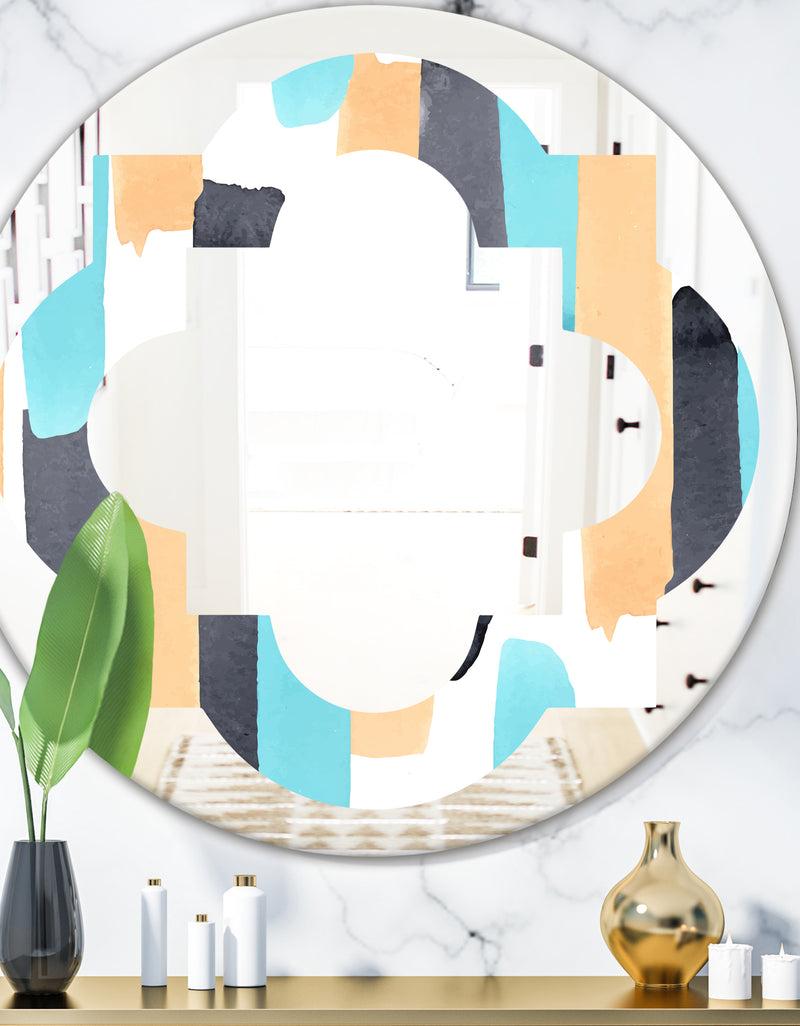DesignQ Retro Geometrical Abstract I - Modern Round or Oval Wall Mirror - Quatrefoil