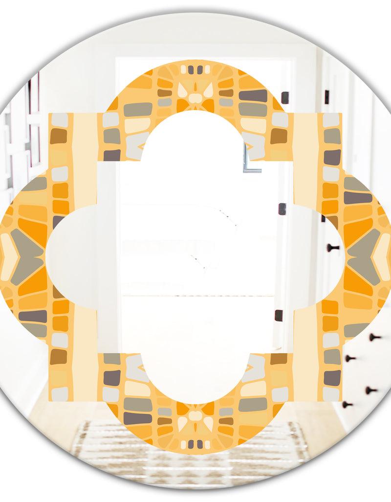 DesignQ Retro Geometrical Abstract II - Modern Round Or Oval Wall Mirror - Quatrefoil