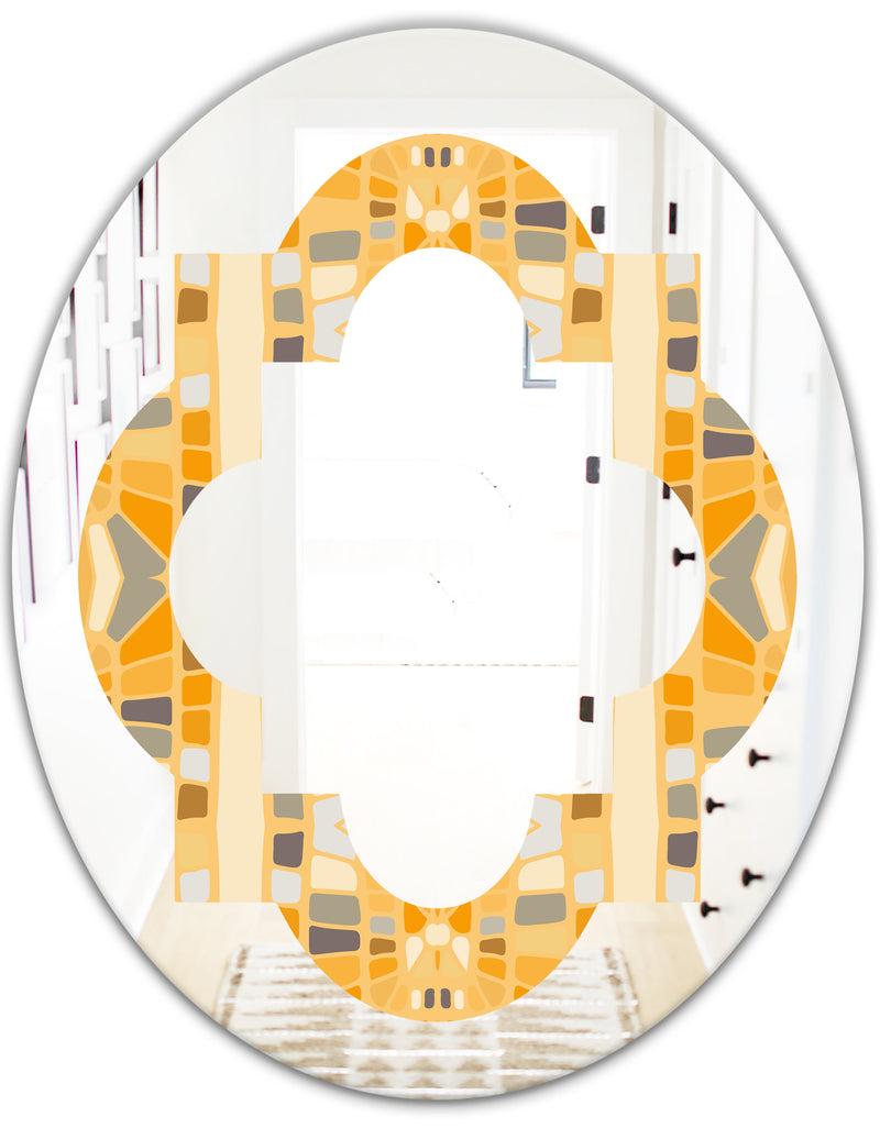 DesignQ Retro Geometrical Abstract II - Modern Round Or Oval Wall Mirror - Quatrefoil