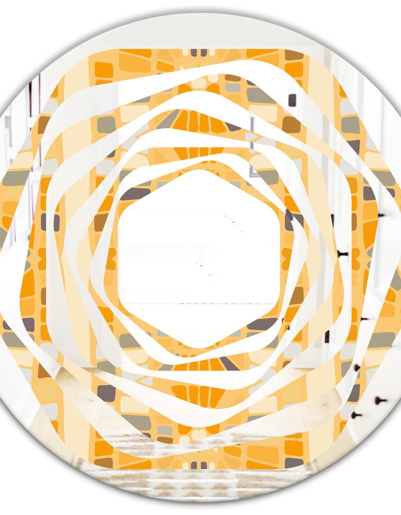 DesignQ Retro Geometrical Abstract II - Modern Round Or Oval Wall Mirror - Whirl