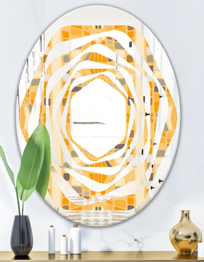 DesignQ Retro Geometrical Abstract II - Modern Round Or Oval Wall Mirror - Whirl
