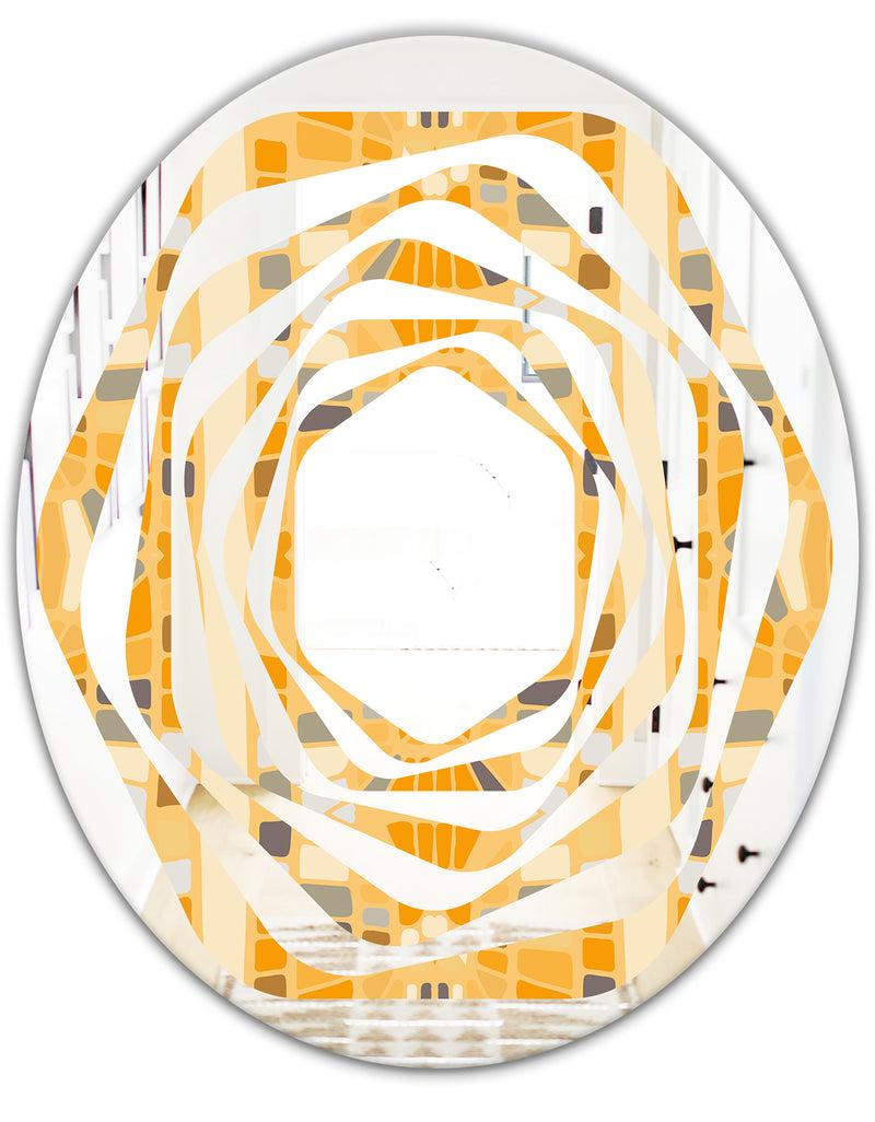 DesignQ Retro Geometrical Abstract II - Modern Round Or Oval Wall Mirror - Whirl