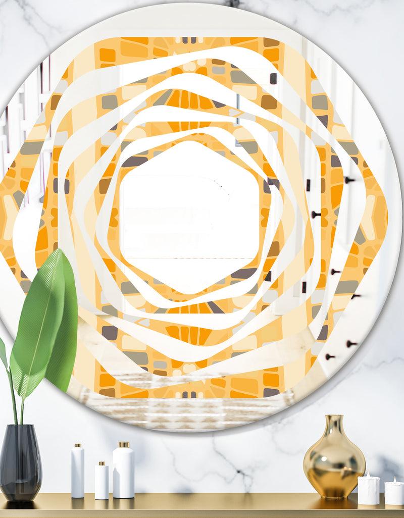 DesignQ Retro Geometrical Abstract II - Modern Round or Oval Wall Mirror - Whirl