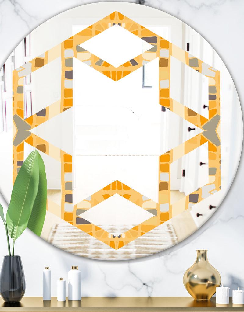 DesignQ Retro Geometrical Abstract II - Modern Round or Oval Wall Mirror - Hexagon Star
