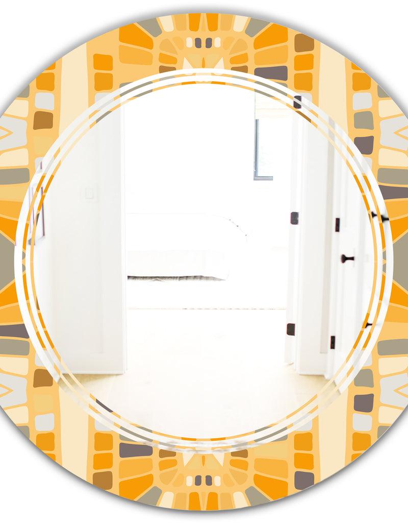 DesignQ Retro Geometrical Abstract II - Modern Round Or Oval Wall Mirror - Triple C