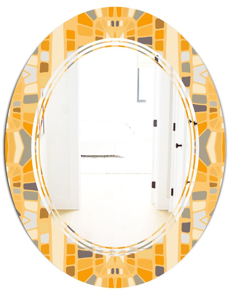 DesignQ Retro Geometrical Abstract II - Modern Round Or Oval Wall Mirror - Triple C