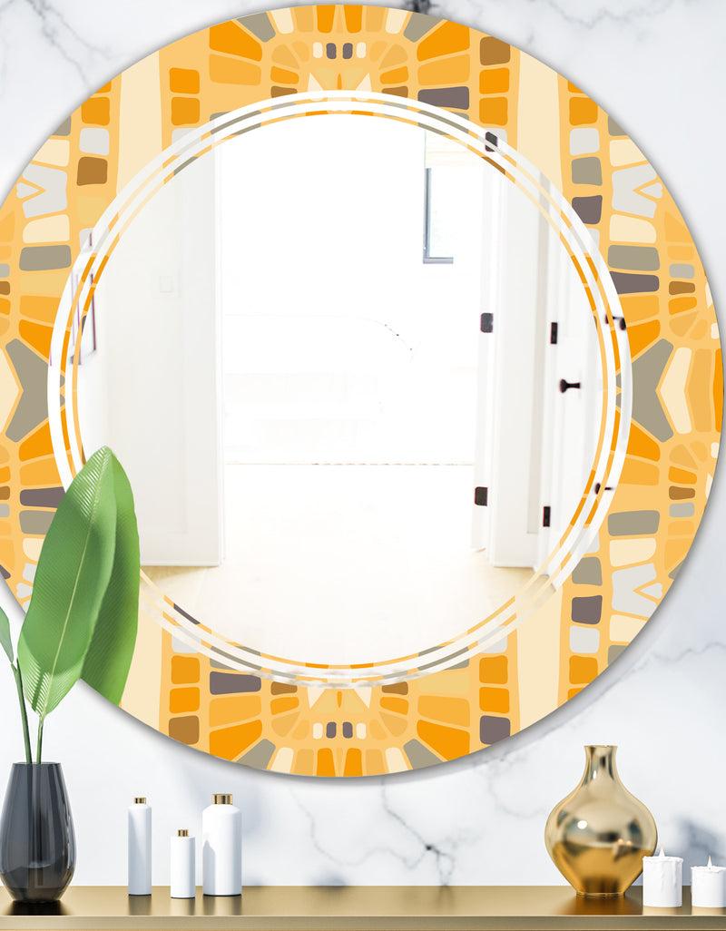 DesignQ Retro Geometrical Abstract II - Modern Round or Oval Wall Mirror - Triple C