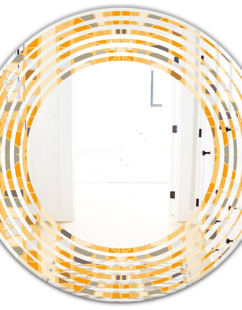 DesignQ Retro Geometrical Abstract II - Modern Round Or Oval Wall Mirror - Wave