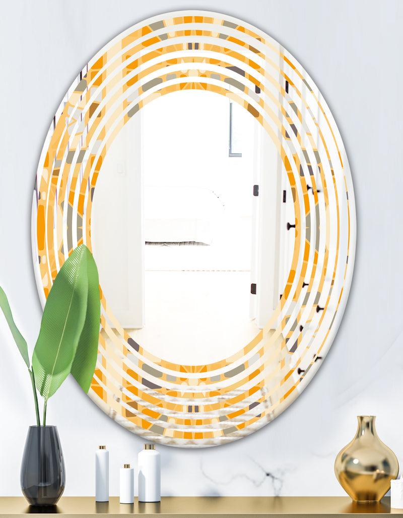 DesignQ Retro Geometrical Abstract II - Modern Round Or Oval Wall Mirror - Wave