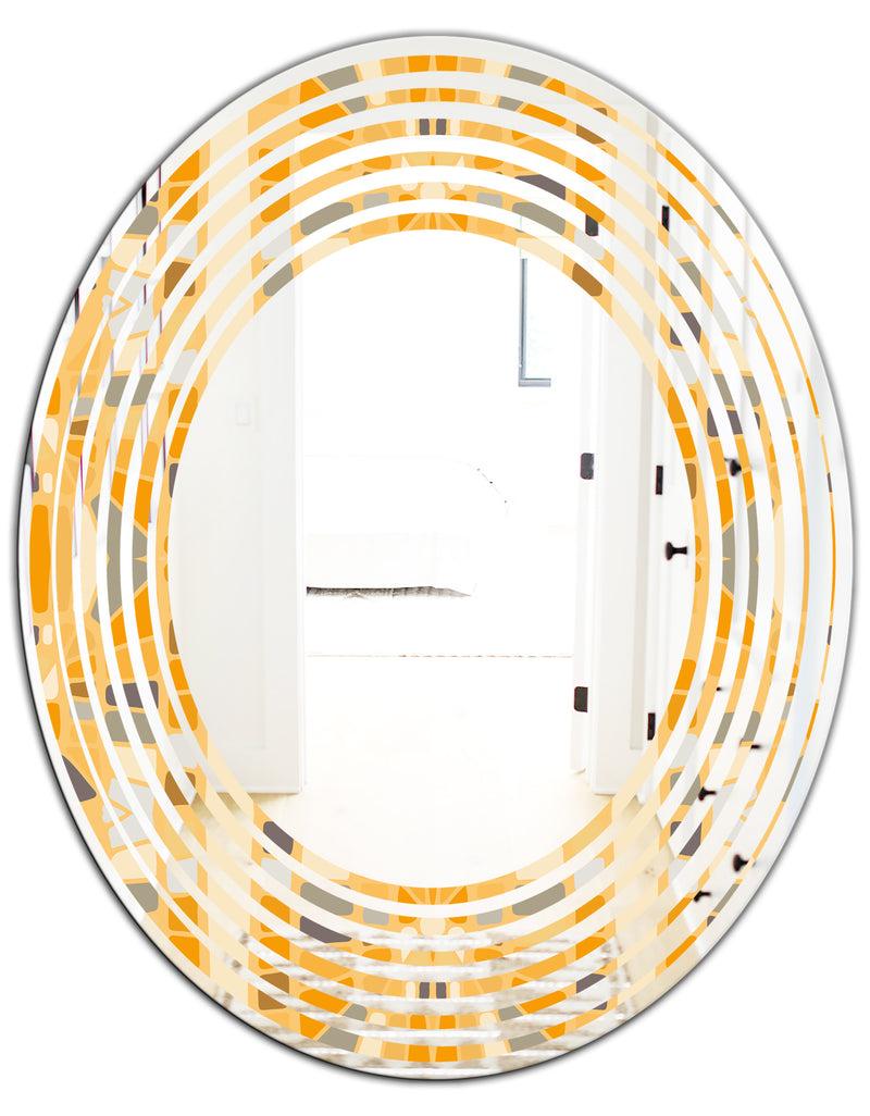 DesignQ Retro Geometrical Abstract II - Modern Round Or Oval Wall Mirror - Wave