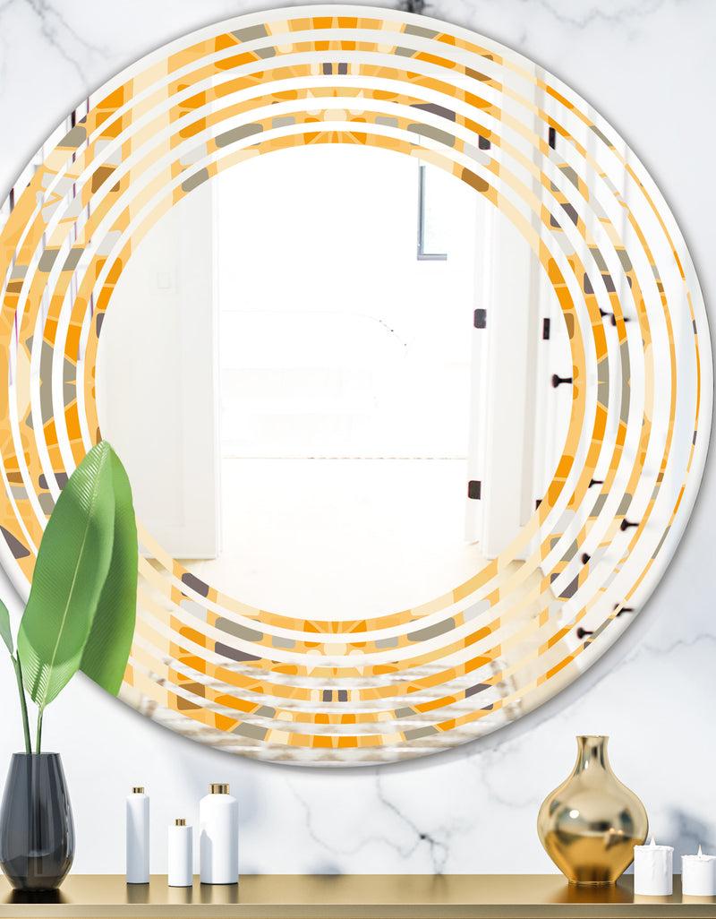 DesignQ Retro Geometrical Abstract II - Modern Round or Oval Wall Mirror - Wave