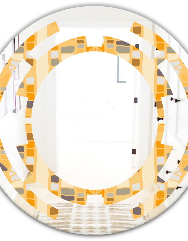 DesignQ Retro Geometrical Abstract II - Modern Round Or Oval Wall Mirror - Space