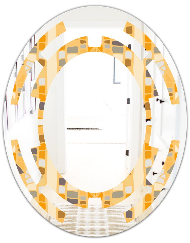 DesignQ Retro Geometrical Abstract II - Modern Round Or Oval Wall Mirror - Space