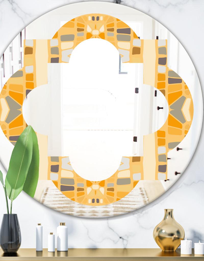 DesignQ Retro Geometrical Abstract II - Modern Round or Oval Wall Mirror - Quatrefoil