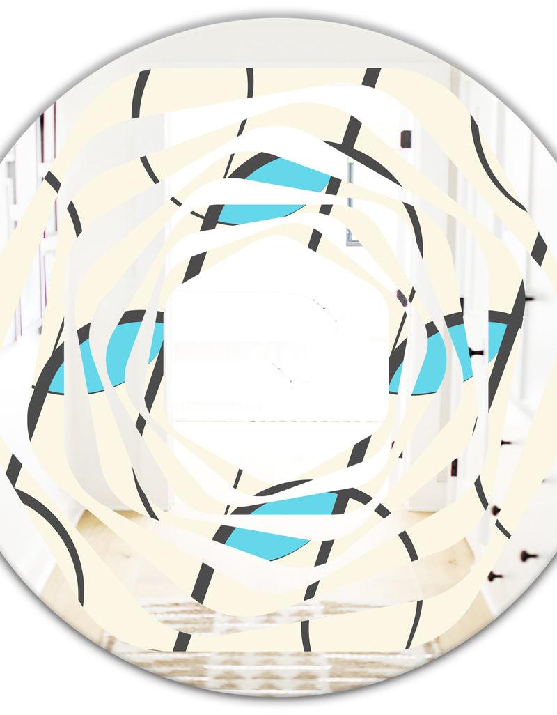 DesignQ Retro Geometrical Abstract Minimal Pattern I - Modern Round Or Oval Wall Mirror - Whirl