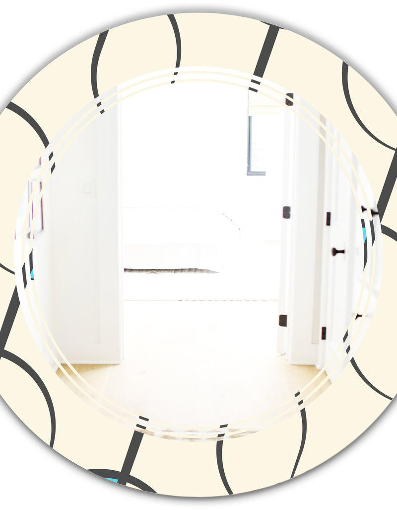 DesignQ Retro Geometrical Abstract Minimal Pattern I - Modern Round Or Oval Wall Mirror - Triple C