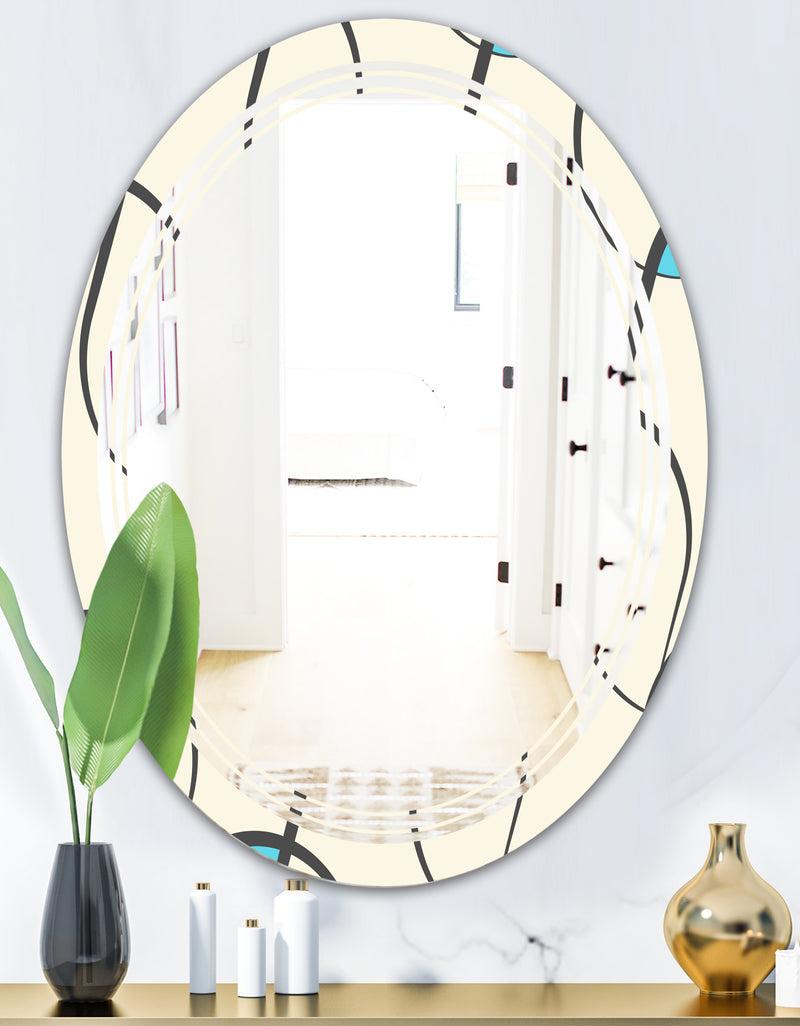 DesignQ Retro Geometrical Abstract Minimal Pattern I - Modern Round Or Oval Wall Mirror - Triple C
