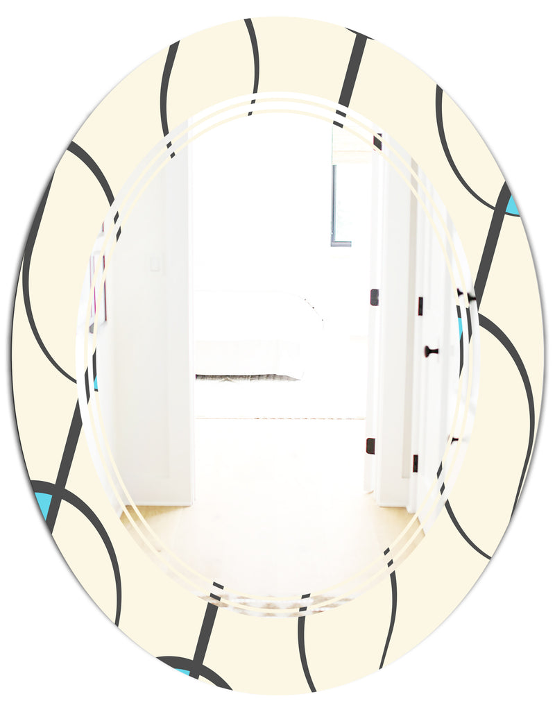 DesignQ Retro Geometrical Abstract Minimal Pattern I - Modern Round Or Oval Wall Mirror - Triple C