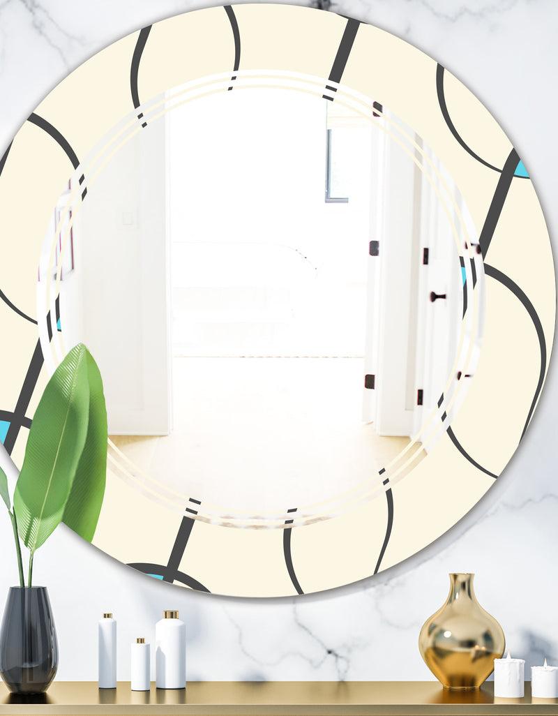 DesignQ Retro Geometrical Abstract Minimal Pattern I - Modern Round or Oval Wall Mirror - Triple C