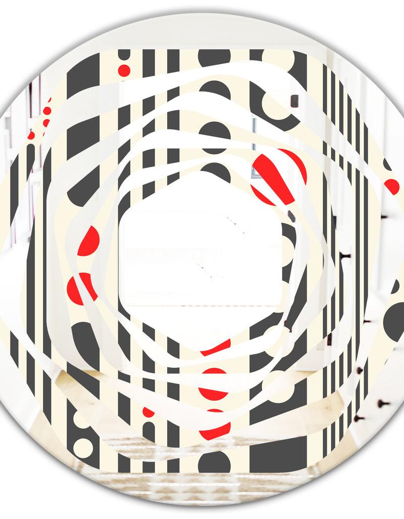 DesignQ Retro Geometrical Abstract Minimal Pattern II - Modern Round Or Oval Wall Mirror - Whirl