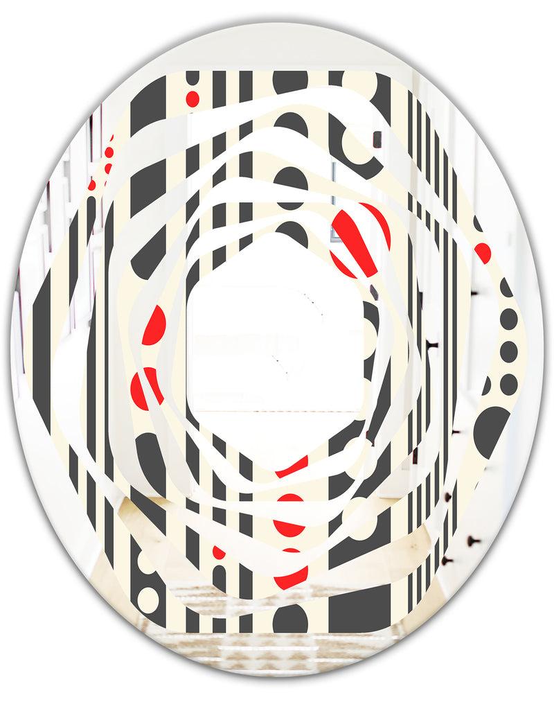 DesignQ Retro Geometrical Abstract Minimal Pattern II - Modern Round Or Oval Wall Mirror - Whirl