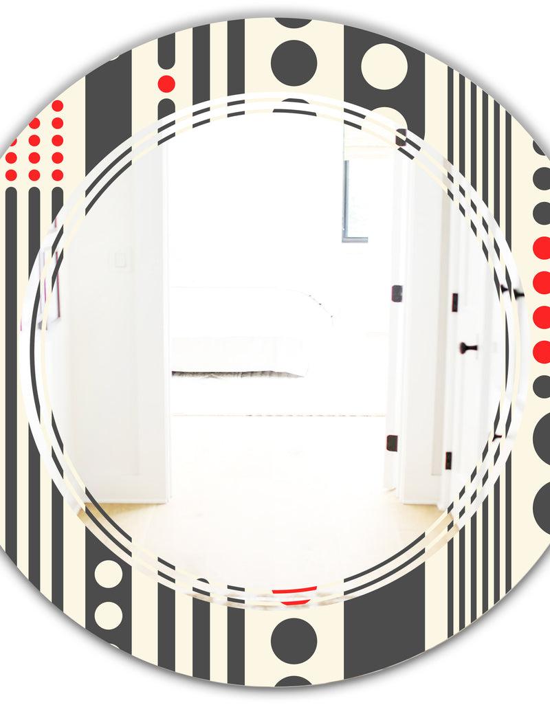 DesignQ Retro Geometrical Abstract Minimal Pattern II - Modern Round Or Oval Wall Mirror - Triple C