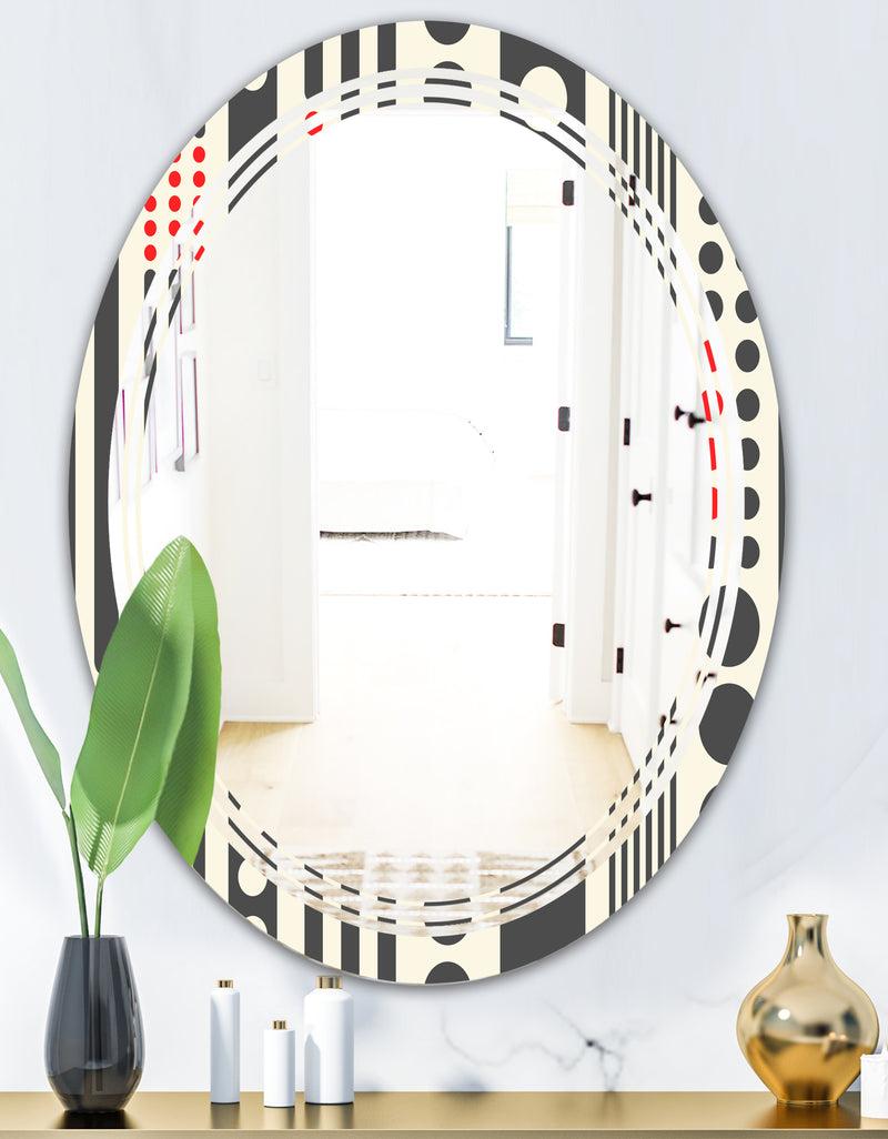 DesignQ Retro Geometrical Abstract Minimal Pattern II - Modern Round Or Oval Wall Mirror - Triple C