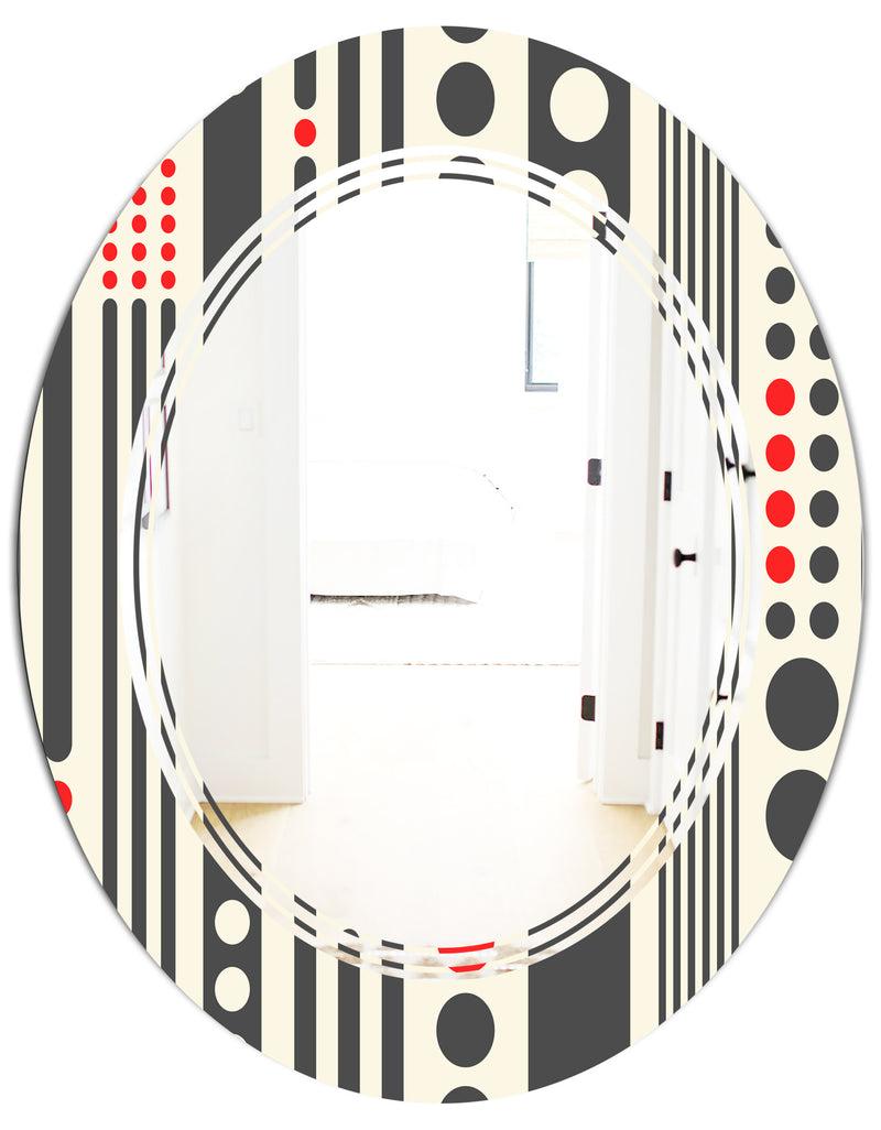 DesignQ Retro Geometrical Abstract Minimal Pattern II - Modern Round Or Oval Wall Mirror - Triple C