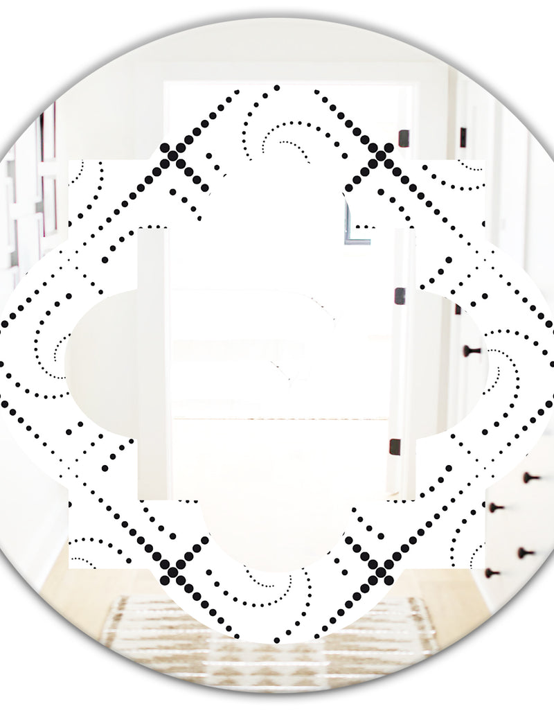 DesignQ Retro Geometrical Abstract Minimal Pattern III - Modern Round Or Oval Wall Mirror - Quatrefoil