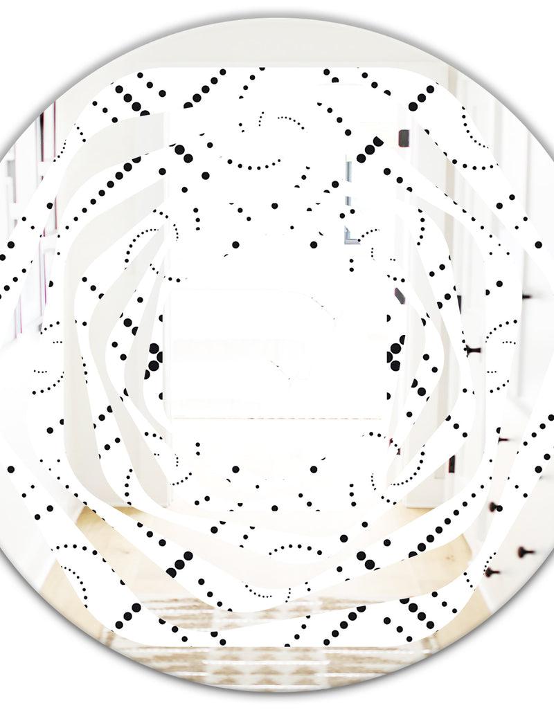 DesignQ Retro Geometrical Abstract Minimal Pattern III - Modern Round Or Oval Wall Mirror - Whirl