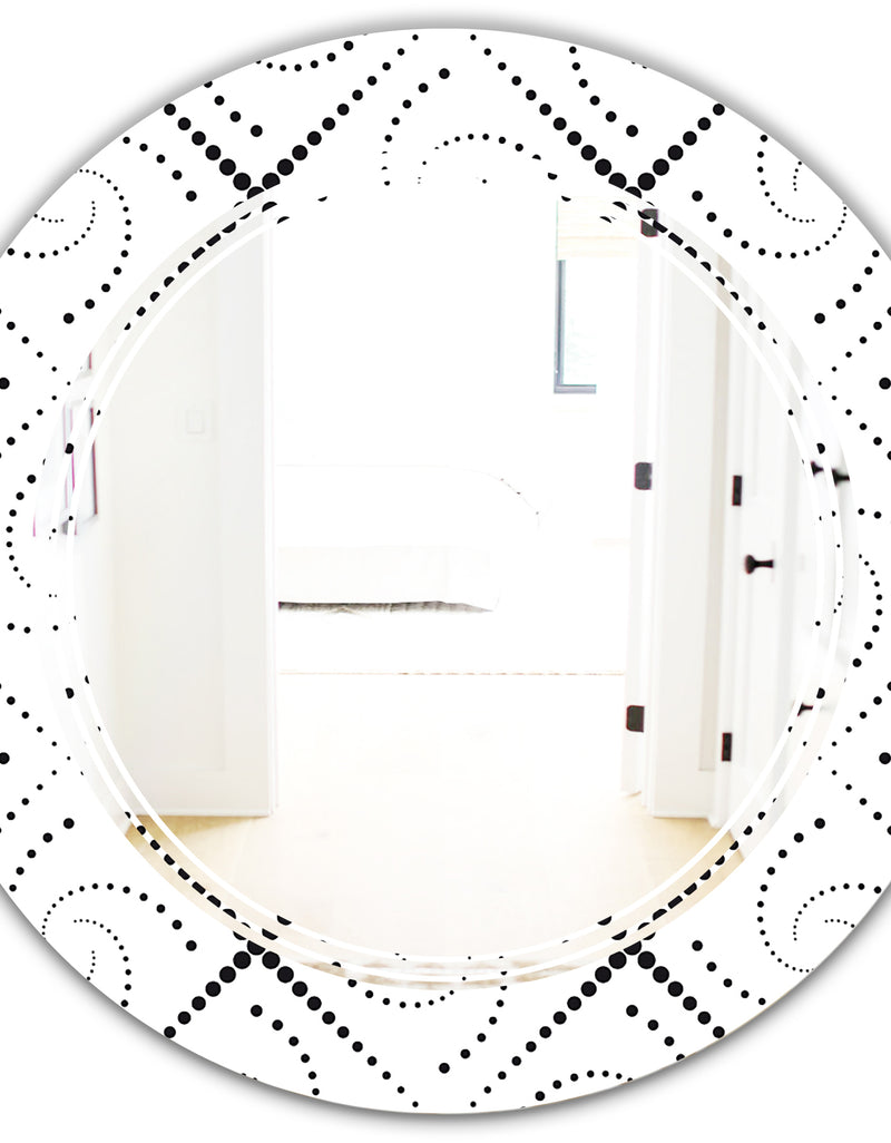 DesignQ Retro Geometrical Abstract Minimal Pattern III - Modern Round Or Oval Wall Mirror - Triple C
