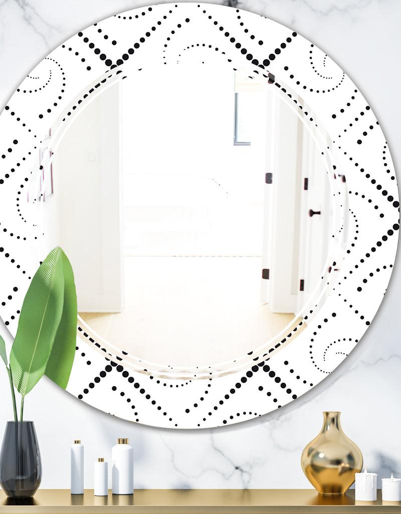 DesignQ Retro Geometrical Abstract Minimal Pattern III - Modern Round or Oval Wall Mirror - Triple C